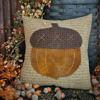 Acorn Applique Wool Pillow