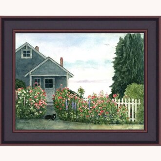 The Garden by Bonnie Fisher W/Textured Faux Finish 16' x 12"   - Black/Walnut Frame