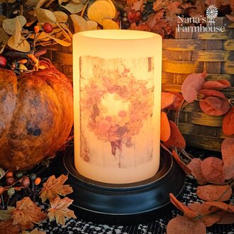 Fall Wreath Candle Sleeve Antique Vanilla