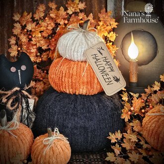 Chenille Stacked Pumpkins - Large