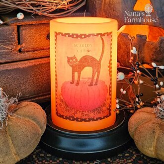 Scaredy Cat & Pumpkin Candle Sleeve