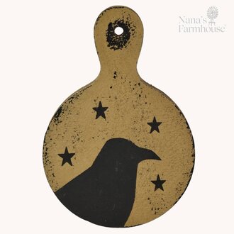 Crow and Stars Round Cutting Board in Tan