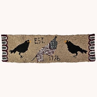 Double Crow Hooked Rug Mat Table Runner