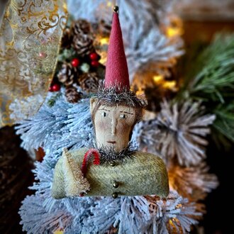 Elf Ornament with Christmas Tree - 8"