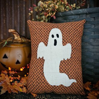 Ghost Applique Print Wool Pillow