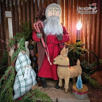 Primitive Santa with Deer - 19"