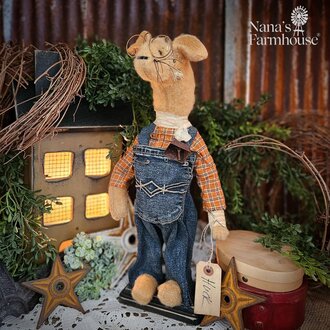 Huck Boy Mouse in Wrangler Denim Overalls - 16"