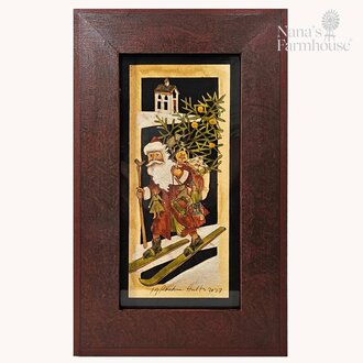 Santa On Ski's with Tree & Toys Framed