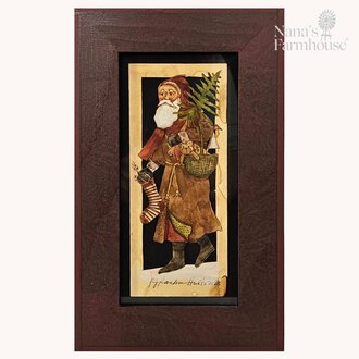 Santa with Stocking & Basket Toys Framed