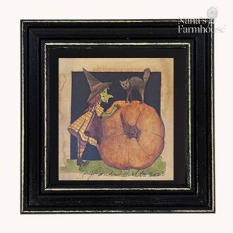 Witch Pumpkin & Cat Framed