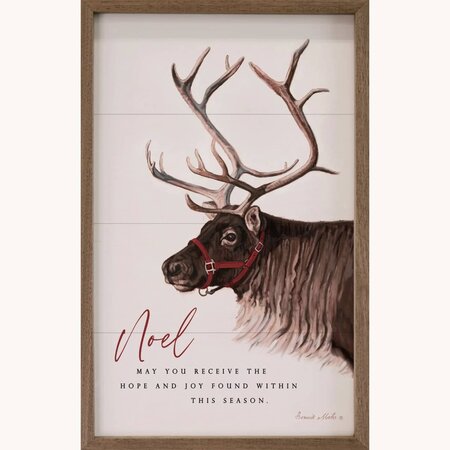 Reindeer Noel Wooden Framed Sign