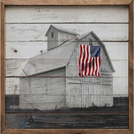 Black And White Flag Barn Wooden Framed Sign