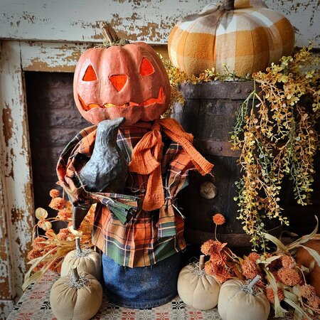 Pumpkin Boy Doll with Crow