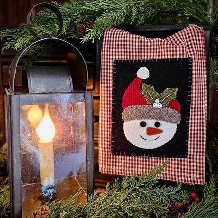 Snowman Rusty Red Applique Towel