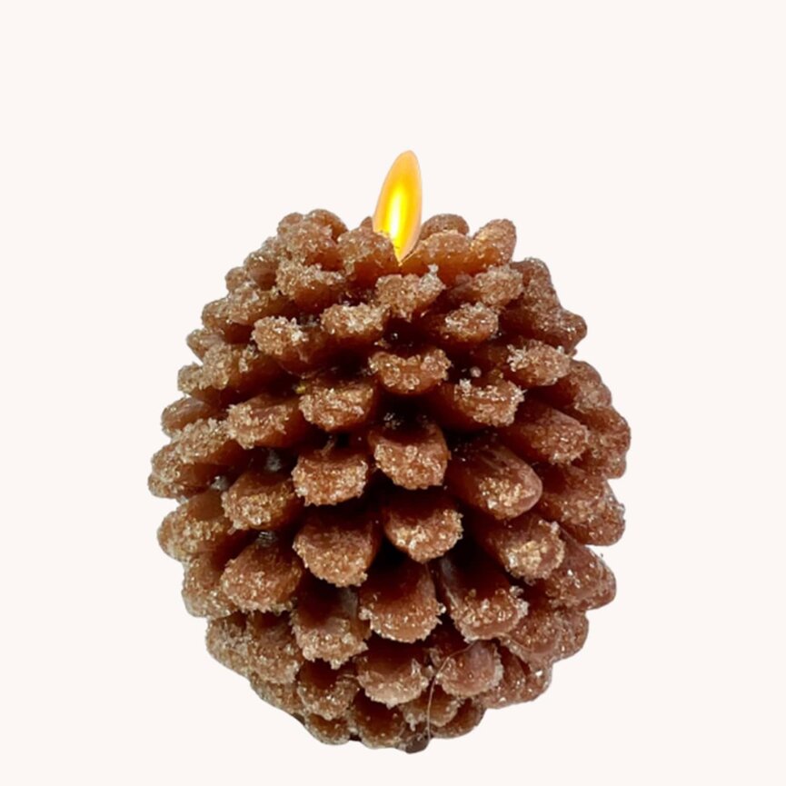 Pinecone Brown Wax Snowy Pinecone Candle -  4.5"