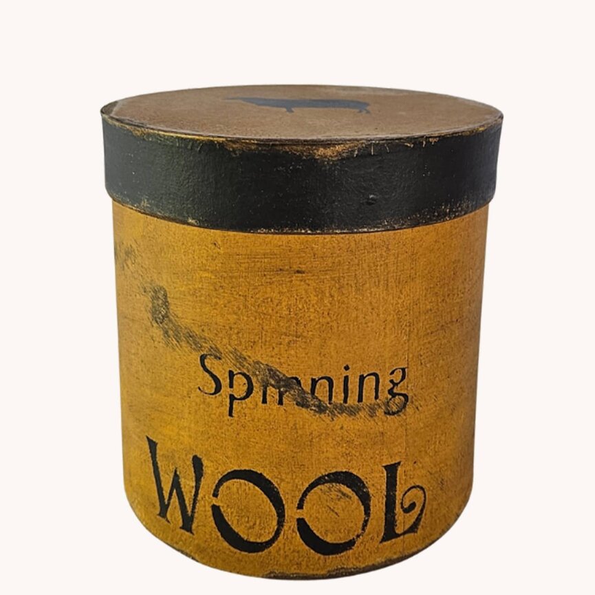 Tall Round Box with Lid Spinning Wool Mustard - 7"