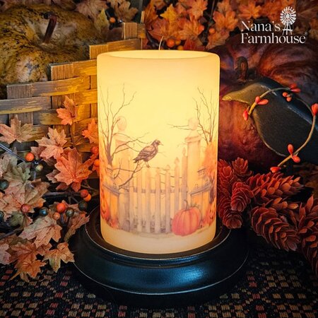 Garden Gate Halloween Candle Sleeve - Antique Vanilla