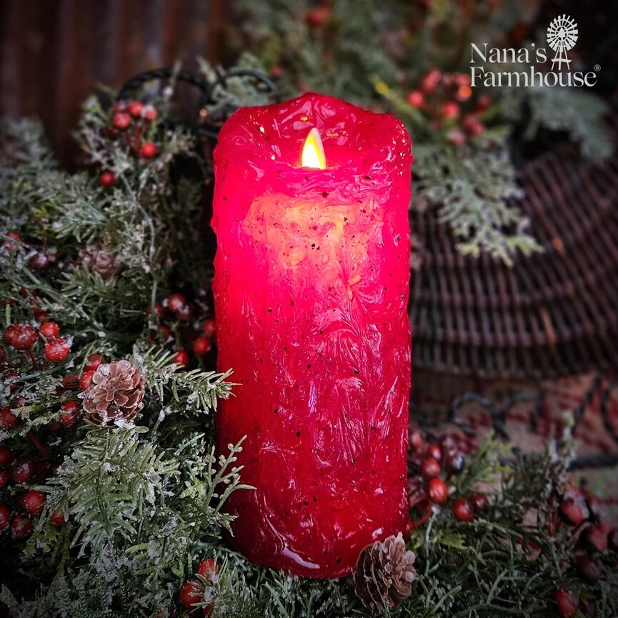 Ruby Red Moving Flame Pillar - 3" x 7"