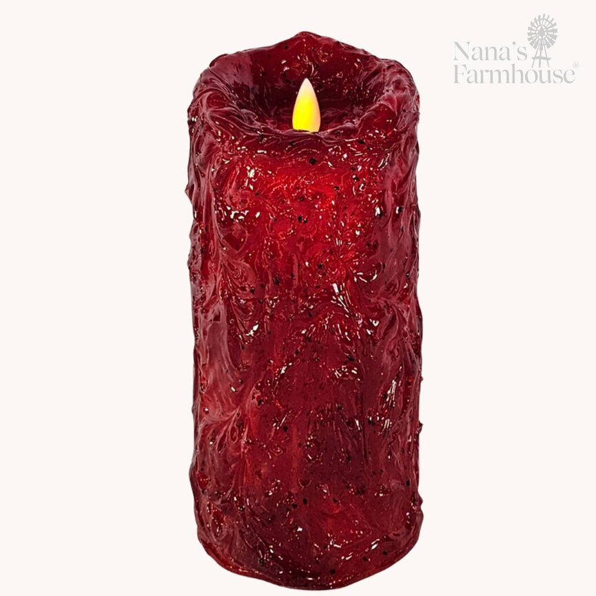 Ruby Red Moving Flame Pillar - 3" x 7"