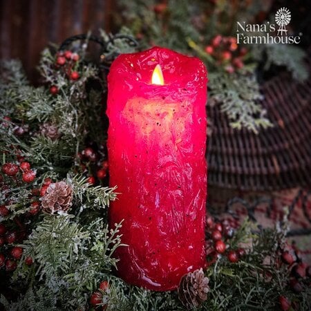 Ruby Red Moving Flame Pillar - 7"