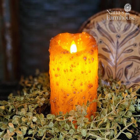 Caramel Moving Flame Pillar Candle - 6"