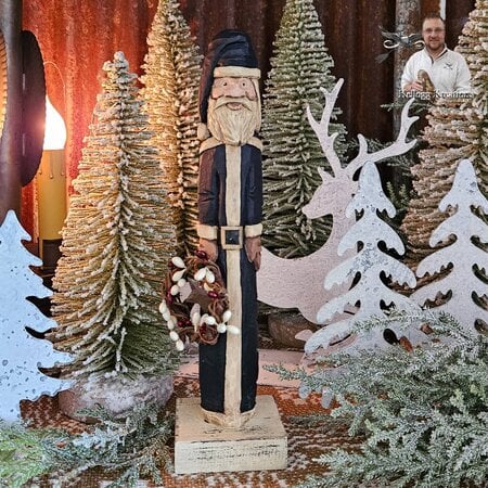 Hand Carved Santa Midnight Blue Robe