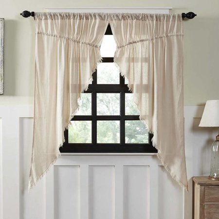 Tobacco Cloth Prairie Curtain Fringed -  Set of 2