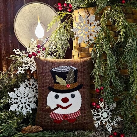 Snowman with Pipe Wool Pillow