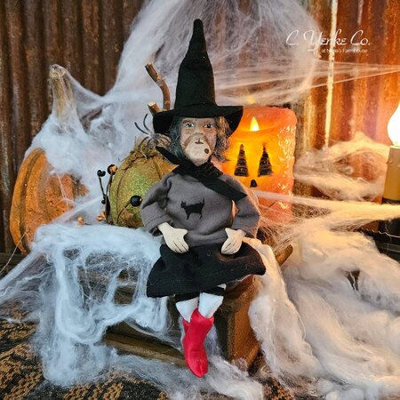 Witch with Red Boots Shelf Sitter  - 11.5"