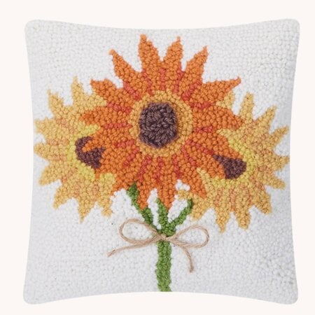 Fall Bouquet Sunflowers Hooked Rug Pillow - 10"