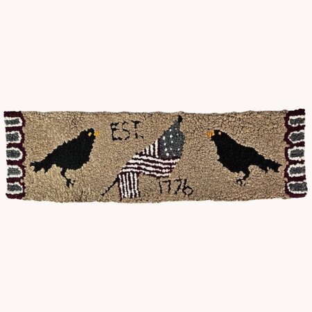 Double Crow Hooked Rug Mat Table Runner