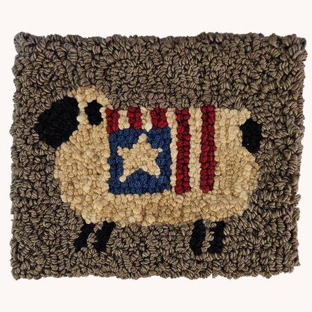 Hooked Rug Mat Patriotic Sheep