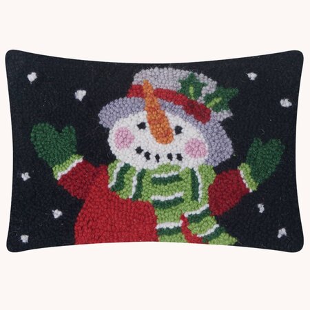 Holiday Snowman Hooked Pillow - 8" x 12"