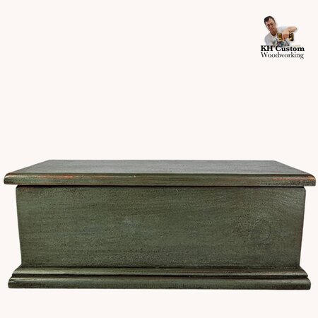 Keepsake Hinged Box Cupboard Green Over Red - Large