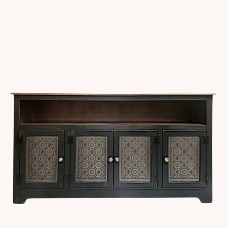 Black Buffet Four Door W/Old Mill Insert 60.25" W x 16" D x 33" H