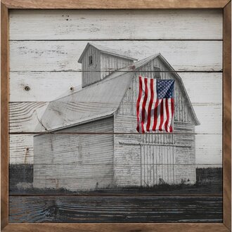 Black And White Flag Barn Wooden Framed Sign