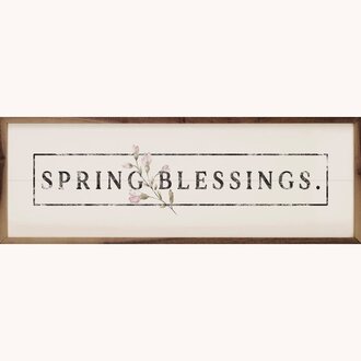 Spring Blessings Framed Sign - 12x4