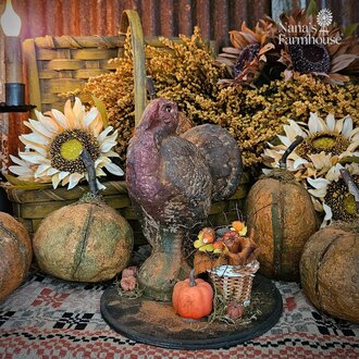 Krisnick Turkey with Basket Of Pumpkins