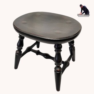 Windsor Cricket Stool NE Legs Black over Red