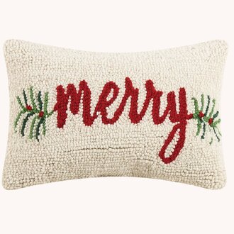 Merry Hooked Pillow - 8" x 12"