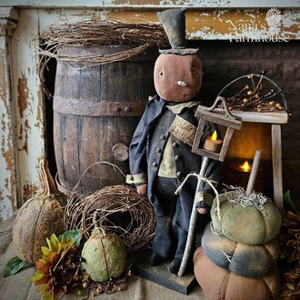 Mr. Harvester Pumpkin Boy Holding The Lantern - 23"