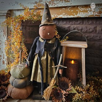 Mrs. Harvester The Witch Holding Broom - 25"