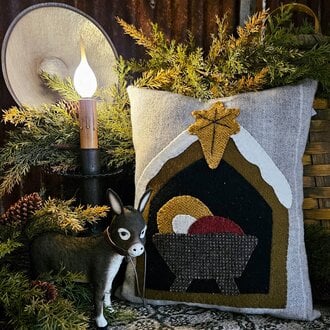 Nativity Wool Applique Pillow