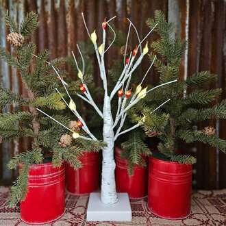 Peppermint Stick Birch Tree Lighted - 18 Count