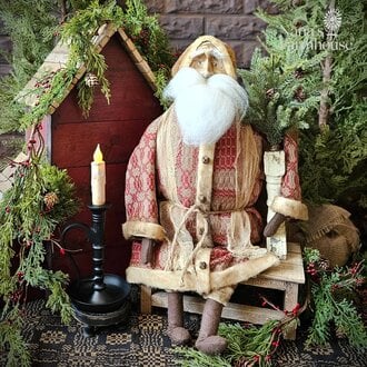 Sitting Santa On Bench - 22"