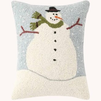 Snowman Hooked Pillow -18" x 14"