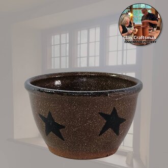 Stars Brown Pottery Votive Cup - 3"