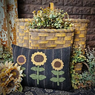 Sunflower Trio Applique Wool Pillow