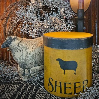 Tall Round Box with Lid Sheep Mustard