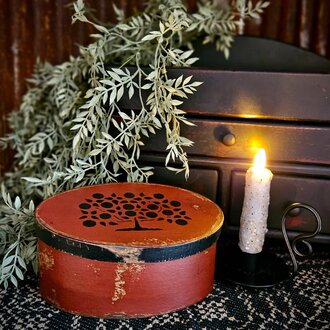 Tree of Life Oval Box in Cabin Red